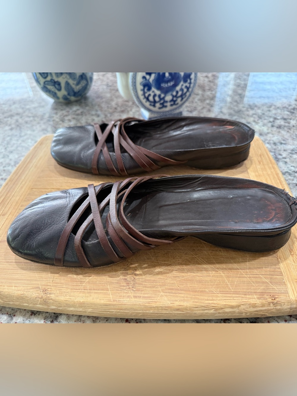 Women's Brown Strappy Leather Mule - Comfortable Slip-On - Picture 6 of 10